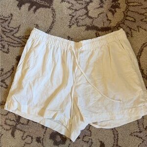 GAP Cream Elastic Drawstring Linen-Blend Shorts